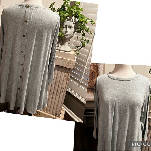 Kim & Cami Top Pastel Green Long Sleeves Back lined with Buttons size 1X - Picture 1 of 12